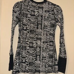 Lululemon Black and White Graphic Long Sleeve Top